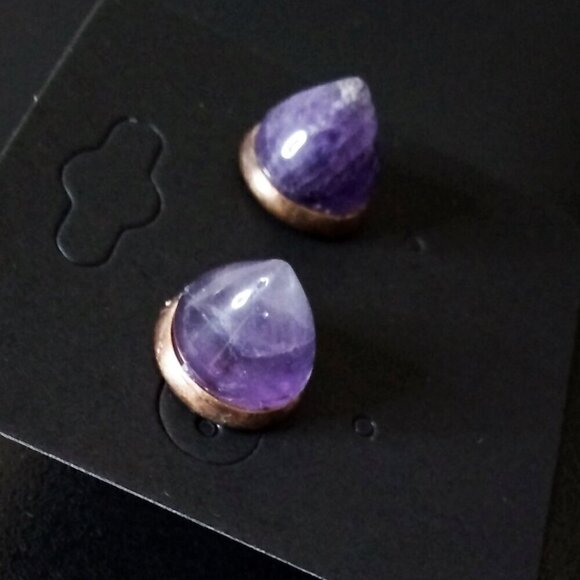 Edgy Amethyst Cone Studs Post Earrings ~ Tranquility & Calm ~ Reiki ~ Meditation - Picture 6 of 8